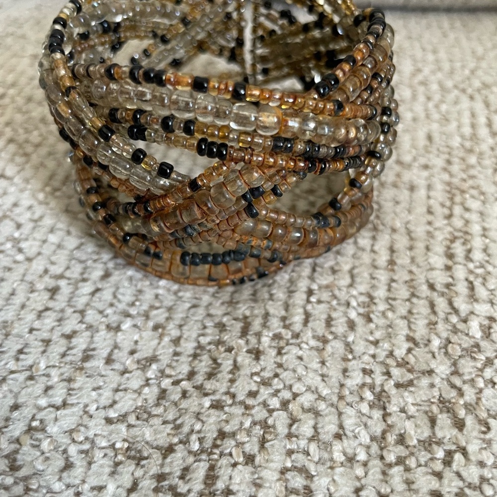Vintage Beaded Beaded Bracelet in Brown and Black brown - Picture 7 of 8
